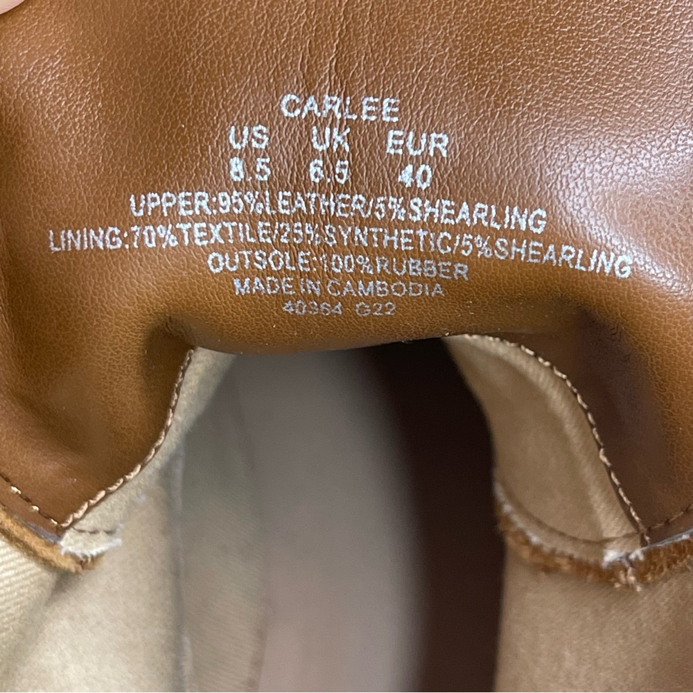 Lauren Ralph Lauren Carlee suede tan combat lace-up 
boots fauxshearling 8.5 New - Picture 8 of 12